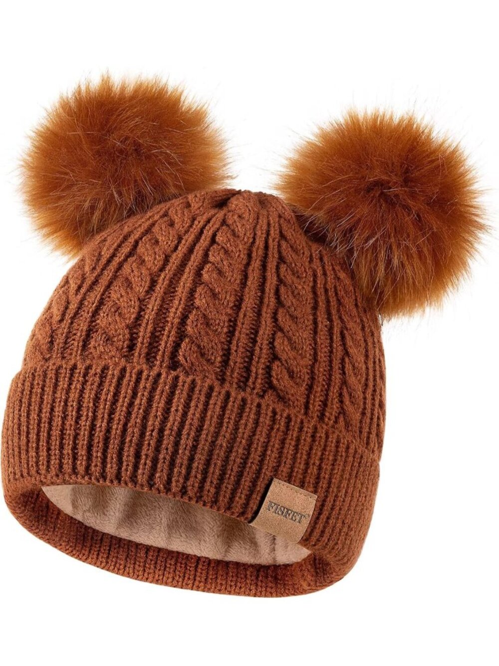 Women's Orange Elastic Birthday Winter Hats Knit Fleece Cute Beanie Fashion Cap